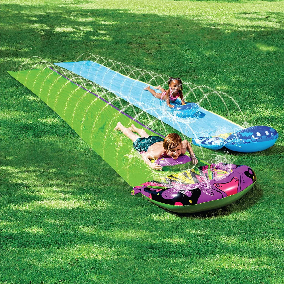 2 Pack 20ft x 35.5in Water Slide with Bodyboards X922965
