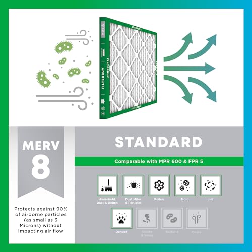 16x20x1 MERV 8 Pleated HVAC Air Filter 4-Pack K483
