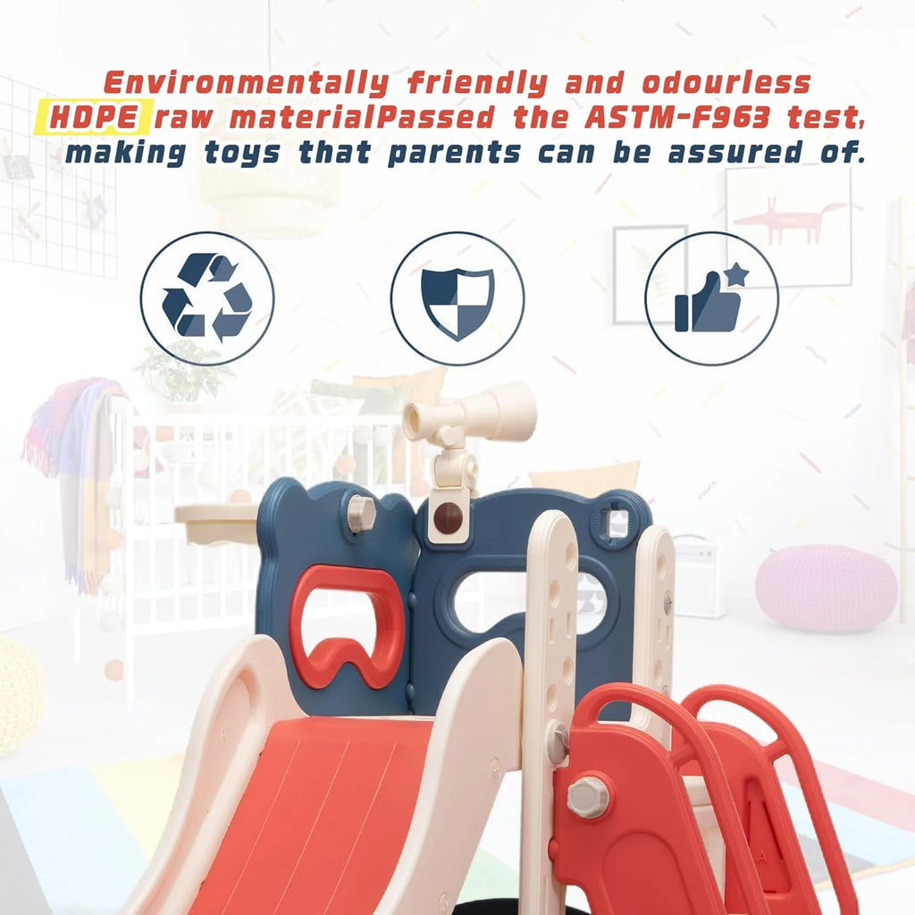 5-in-1 Kids Slide and Climber with Basketball Hoop M307676