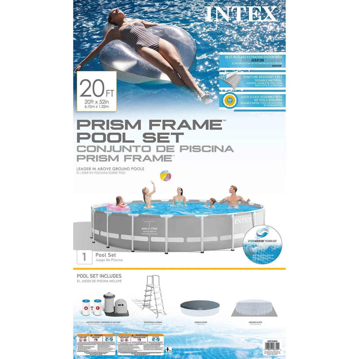 20ft x 52in Above Ground Swimming Pool Set with Filter Pump R745