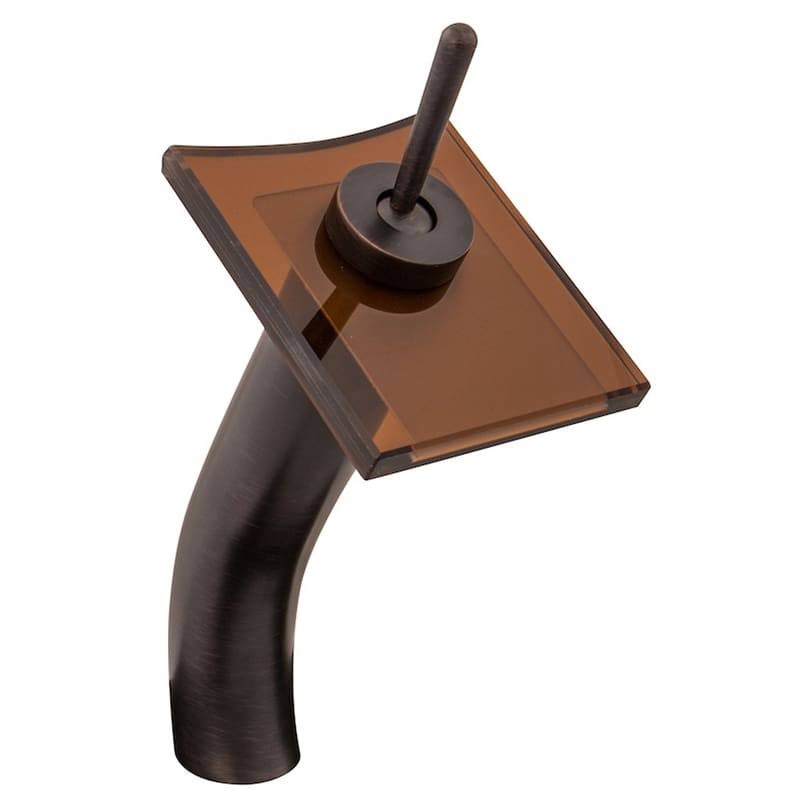 1.8 GPM Single Hole Waterfall Vessel Bathroom Faucet Oil Rubbed Bronze Brown Glass U5697