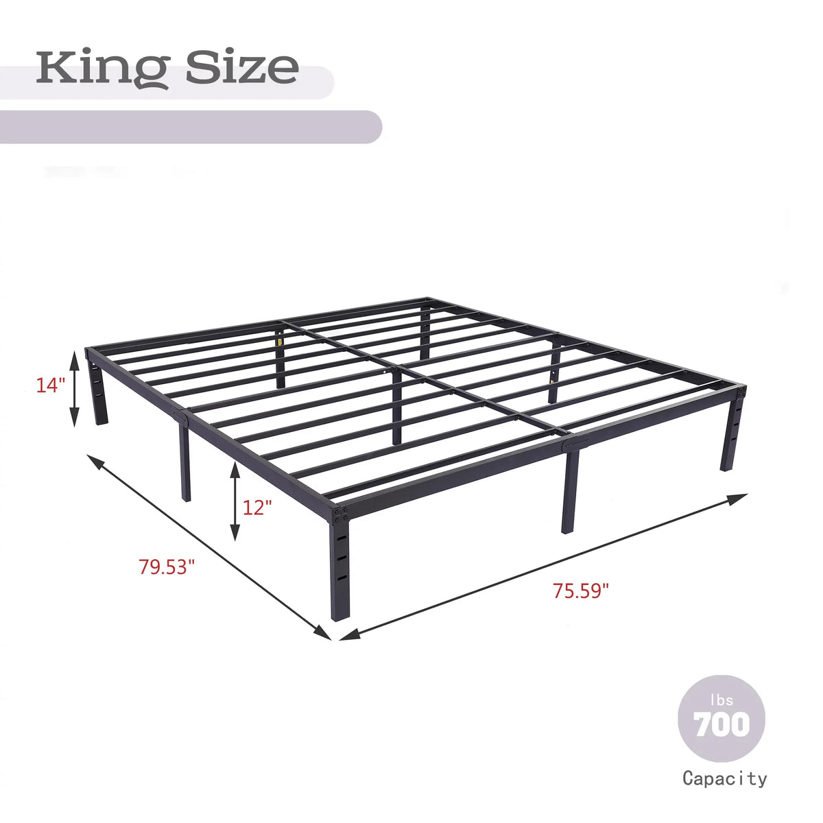 14 Inch Metal Platform King Bed Frame V38409