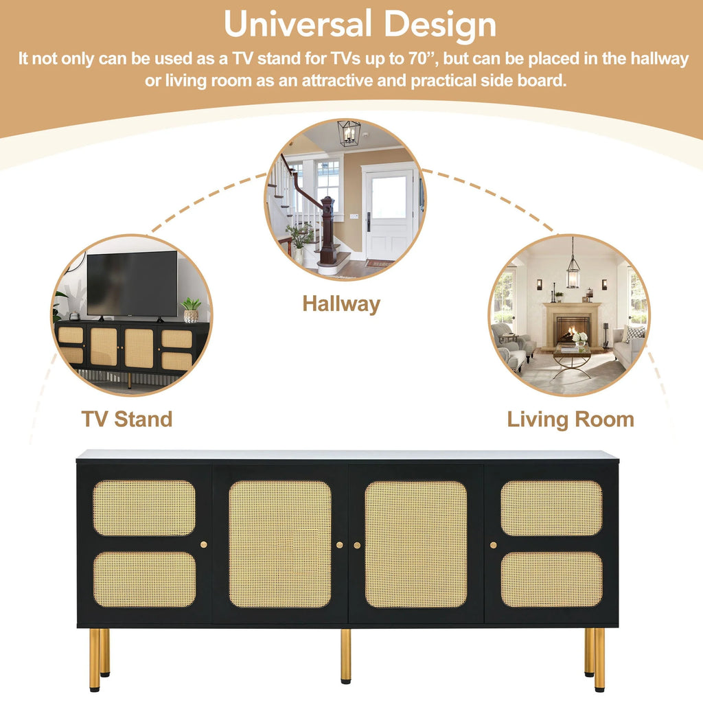 Black Rattan TV Stand J6248