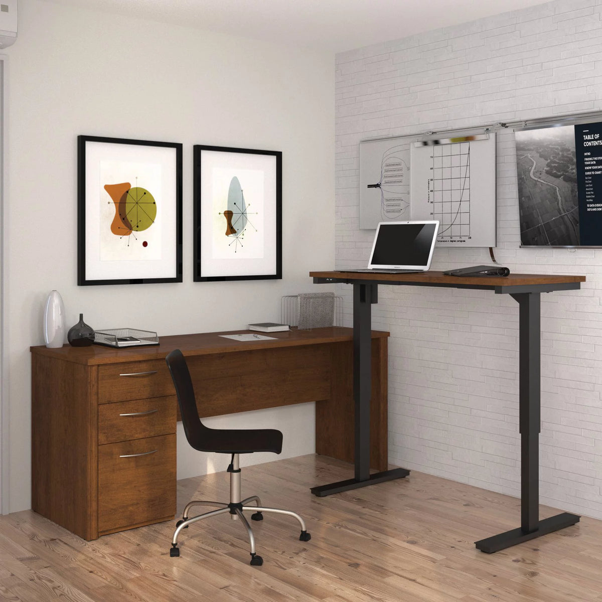 Height Adjustable L-Shaped Computer Desk F4508