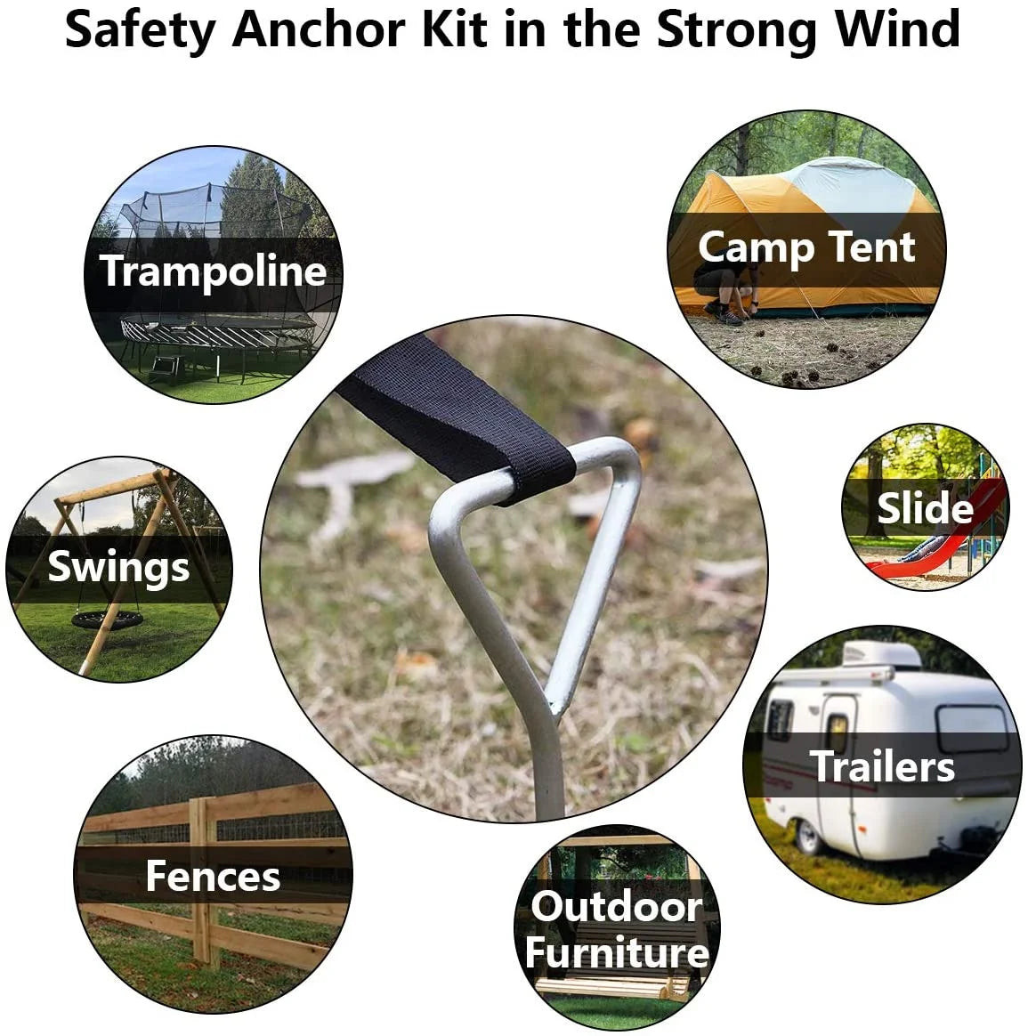Heavy Duty Spiral Trampoline Ground Anchor Kit 4 Pcs C5483