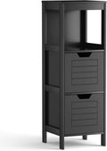 White Wooden Bathroom Floor Cabinet with 2 Adjustable Drawers, Pack of 2 E874