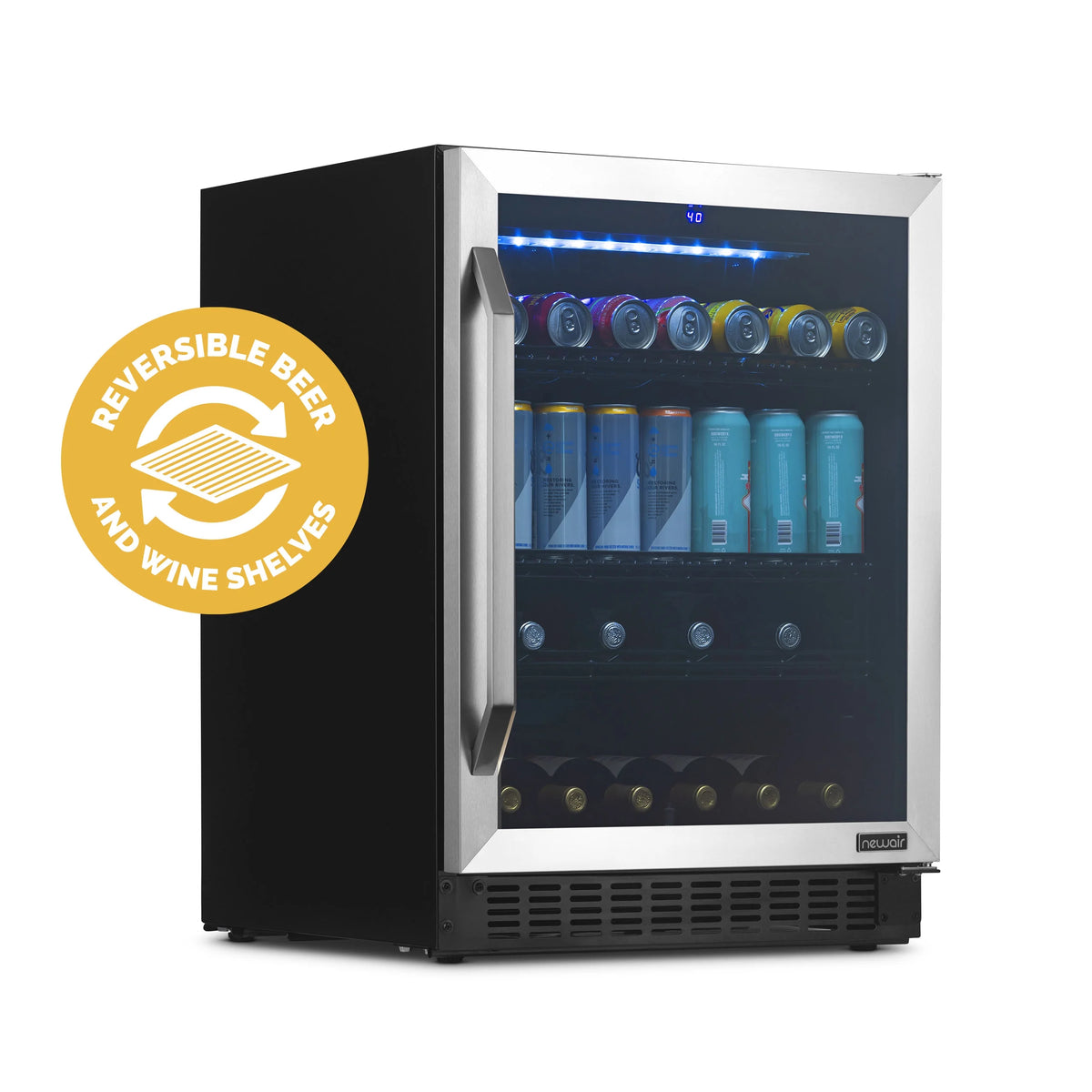 179 Can 49 Bottle Stainless Steel Wine and Beverage Refrigerator Y7001