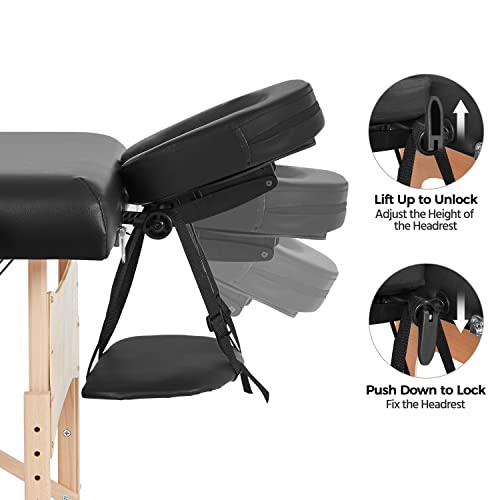 Black Folding Massage Table with Bolster & Carrying Bag H625665