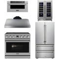 36 Electric Range, Range Hood, Refrigerator, Microwave and Wine Cooler O54449