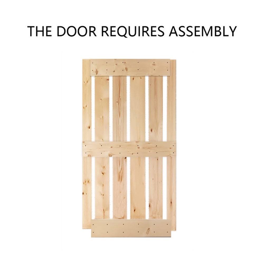 Unfinished 2 Panel Wood Barn Door with Sliding Hardware H939