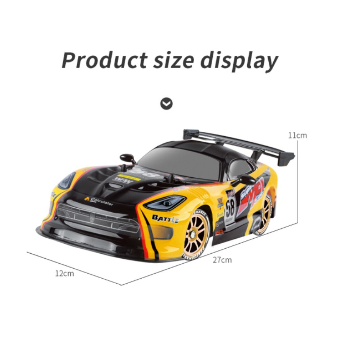 Yellow 4WD Remote Control Drift Car with 2 Batteries Y65419