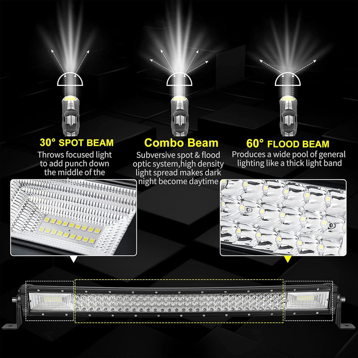 42" Curved LED Light Bar Triple Row 540W 54000LM Off Road Driving Light Pack of 2 C61993