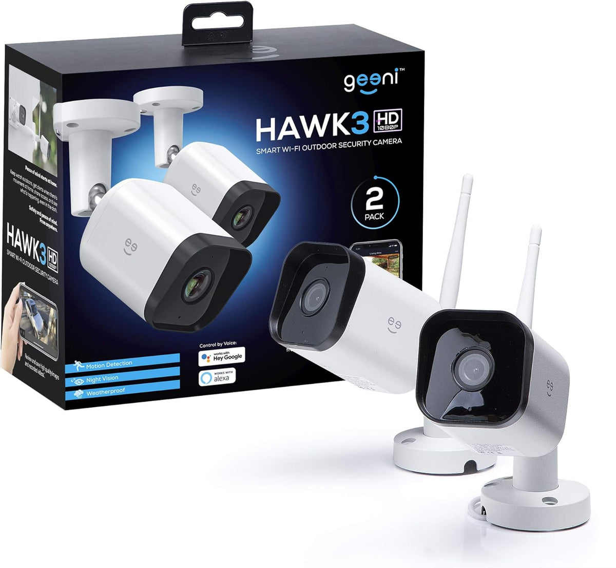2 Pack 1080p Outdoor Security Camera with Night Vision and Motion Detection V691