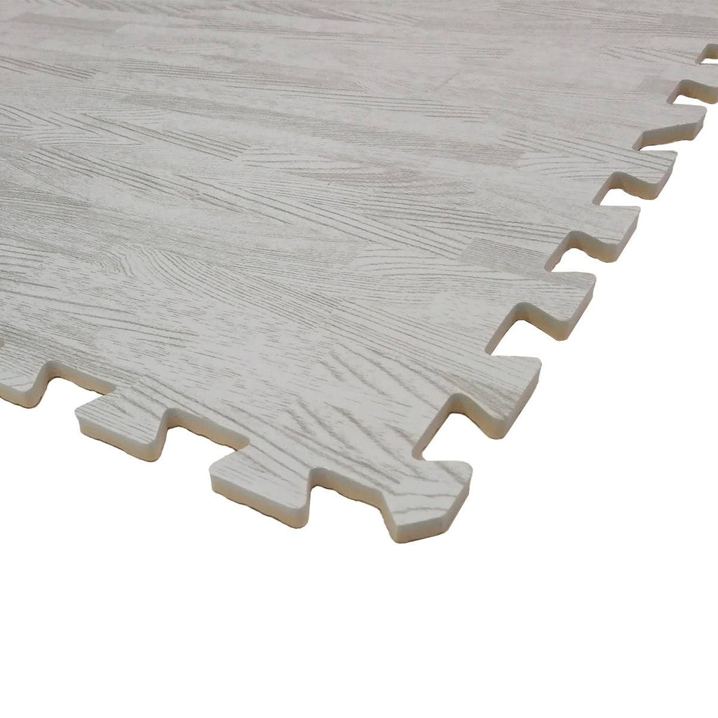 White Wood Grain Foam Mat Interlocking Flooring 25pcs E304