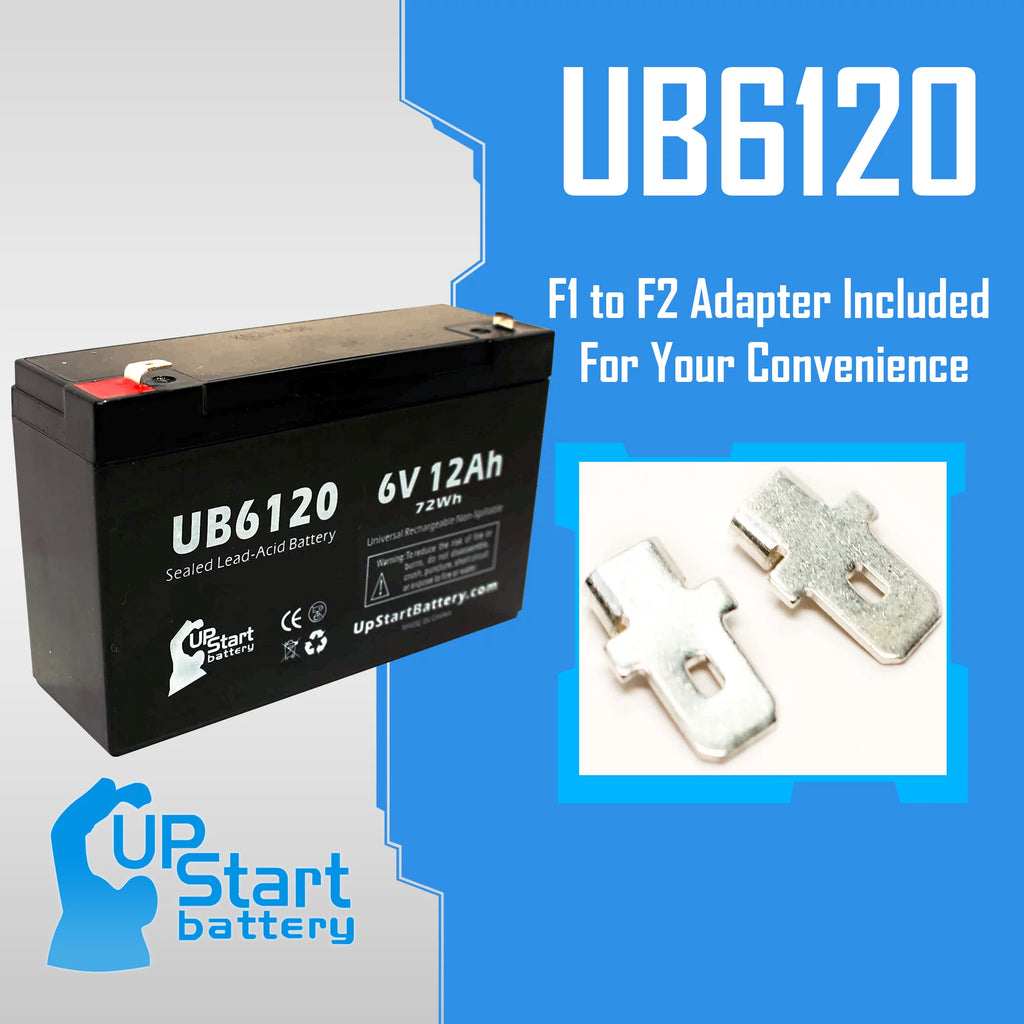6V 12Ah Sealed Lead Acid Battery with F1 to F2 Terminal Adapters K8235