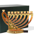 Hand Painted Enamel Menorah Candelabra with Gold Accent N705