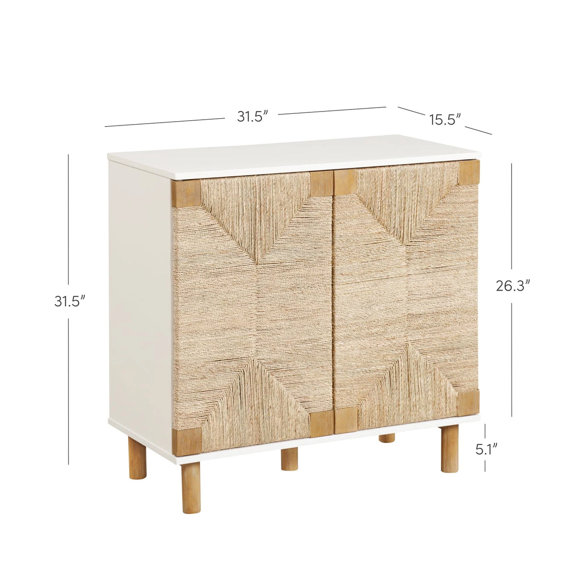 Natural Storage Cabinet with Adjustable Shelf and Seagrass Doors U449