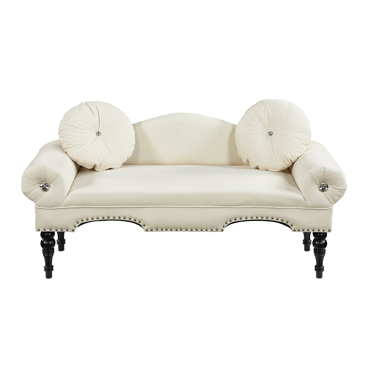 Velvet Loveseat Sofa with Nail Head Trimming and Tufted Design Y51627