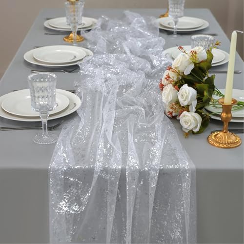 10 Pcs Black & Gold Sheer Chiffon Table Runner 120 Inch Z53515