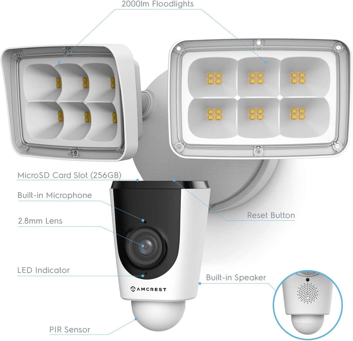 1080P Outdoor Wireless WiFi Floodlight Camera with Siren Alarm T848673