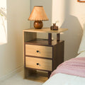 Nightstand with Charging Station 2 Drawers Bed Side Table Y82951