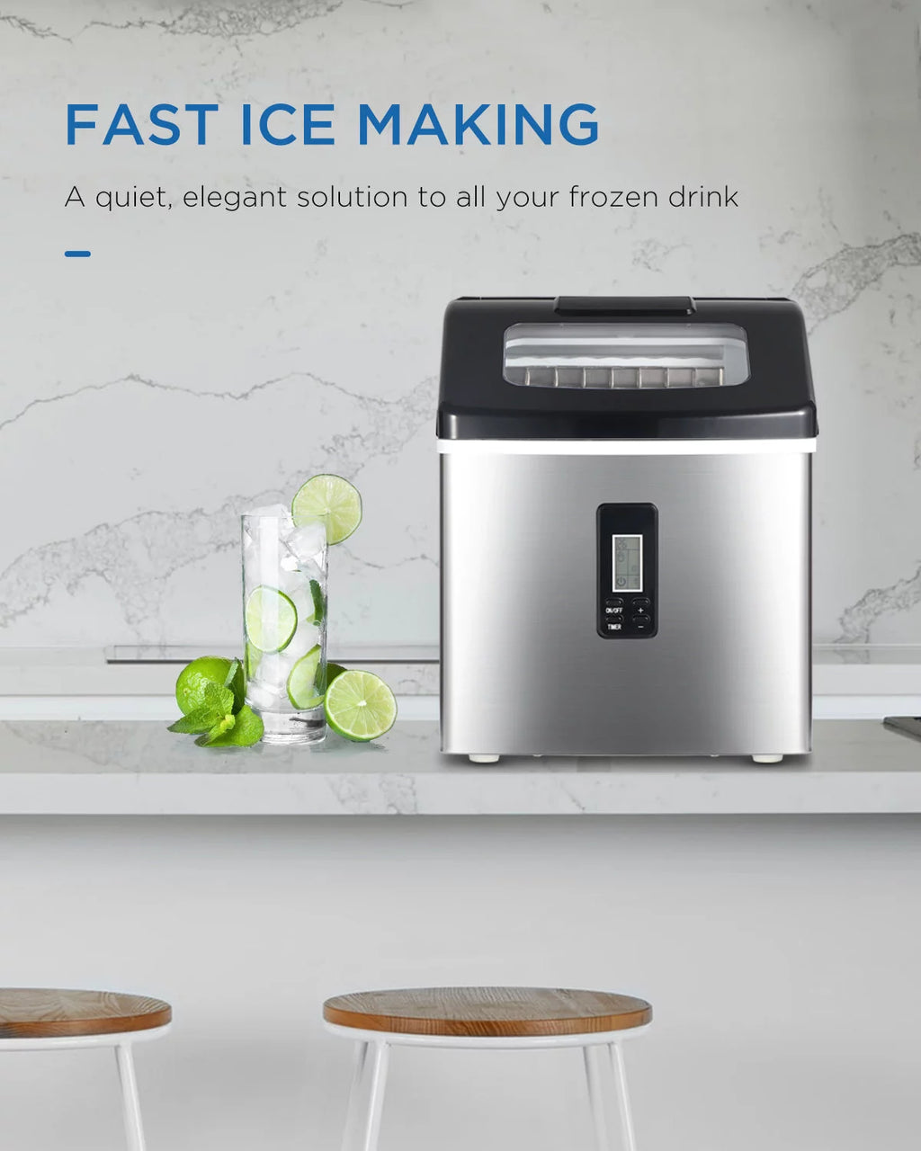 Countertop Ice Maker 40lbs/Day 24pcs Ice Cubes Q2279