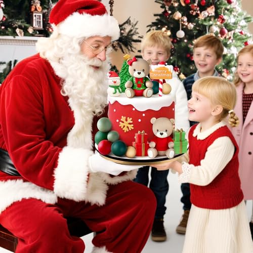 14pcs Christmas Cake Topper with Bear Gifts Balls N835