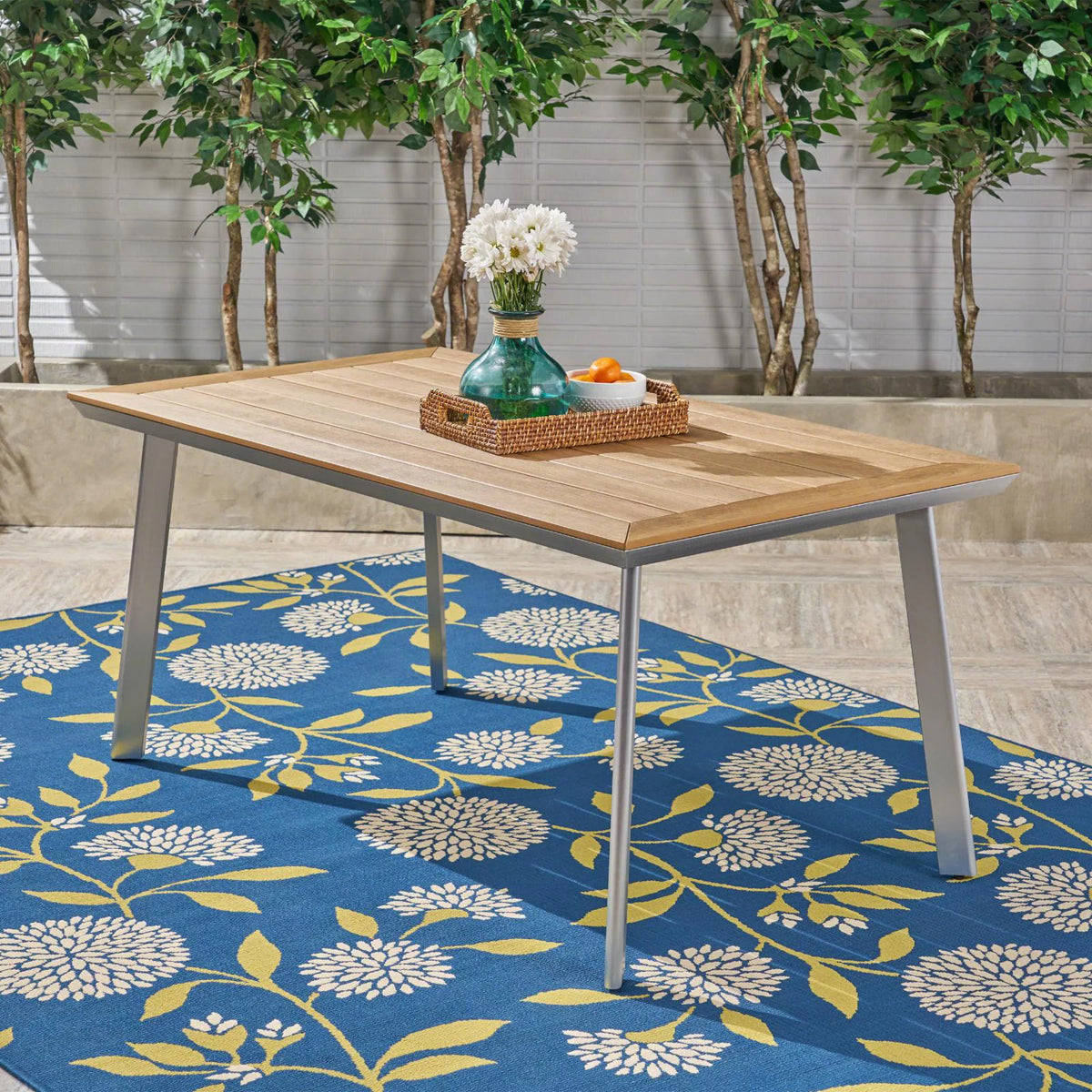 Aluminum and Faux Wood Dining Table K505572