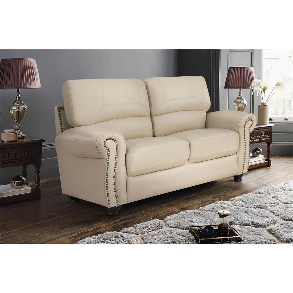 Leather 2-Piece Upholstered Sofa Set in Cream B824061