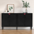 Black Rattan Storage Cabinet with 4 Doors B4595