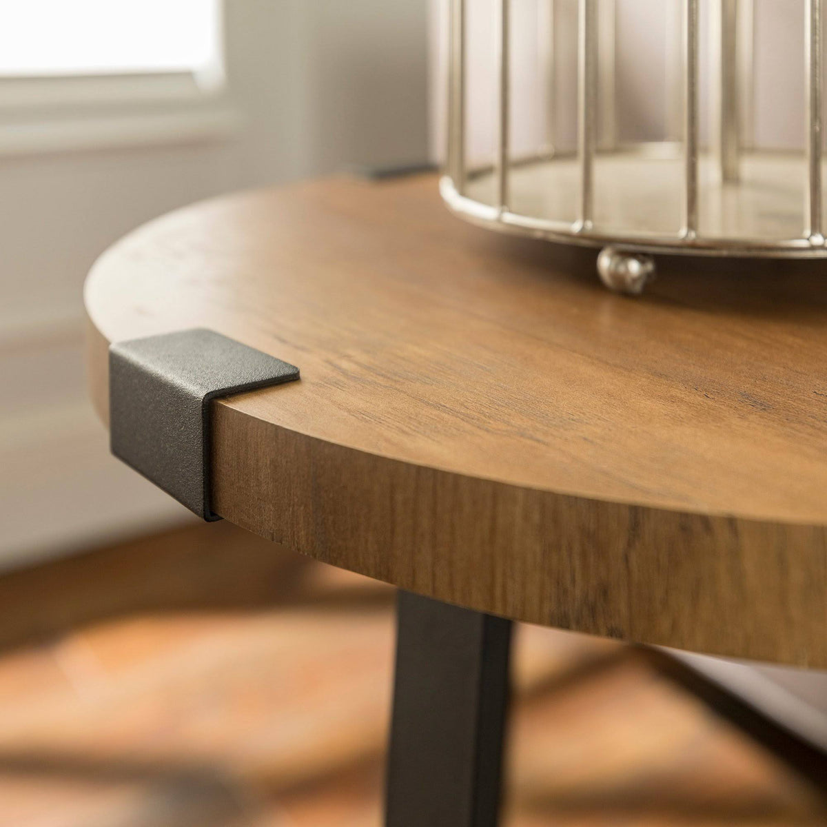 Rustic Oak Round Side Table H682092