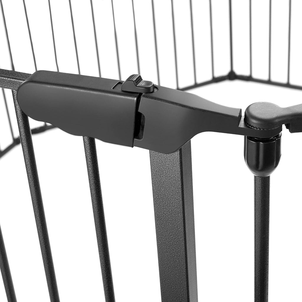 Black 6 Panel Folding Pet Exercise Playpen with Gate H7365