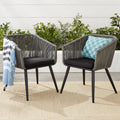 Set of 2 Woven Wicker Patio Dining Chairs 250lb Capacity I76293