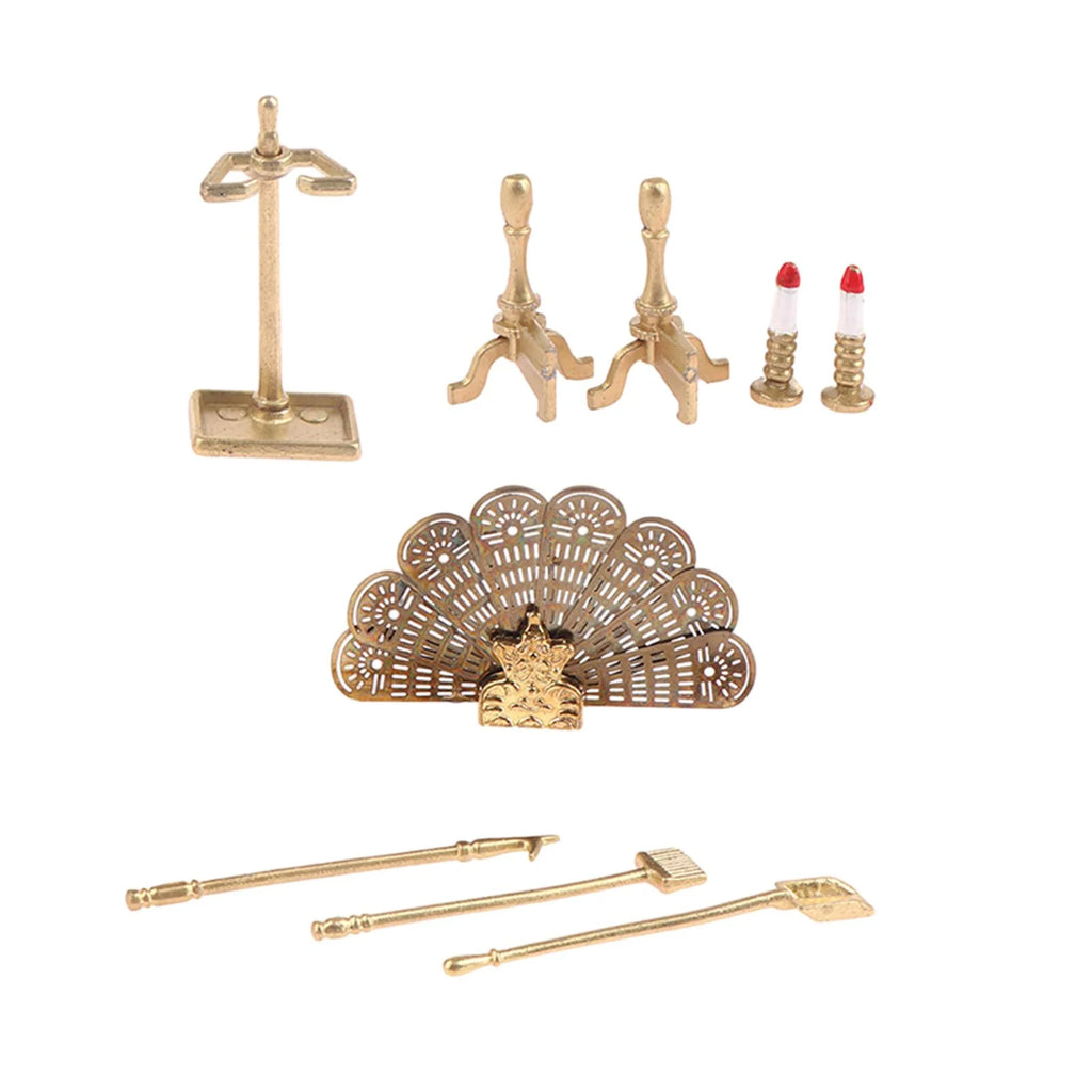 Miniature Metal Fireplace Dollhouse Decoration B686